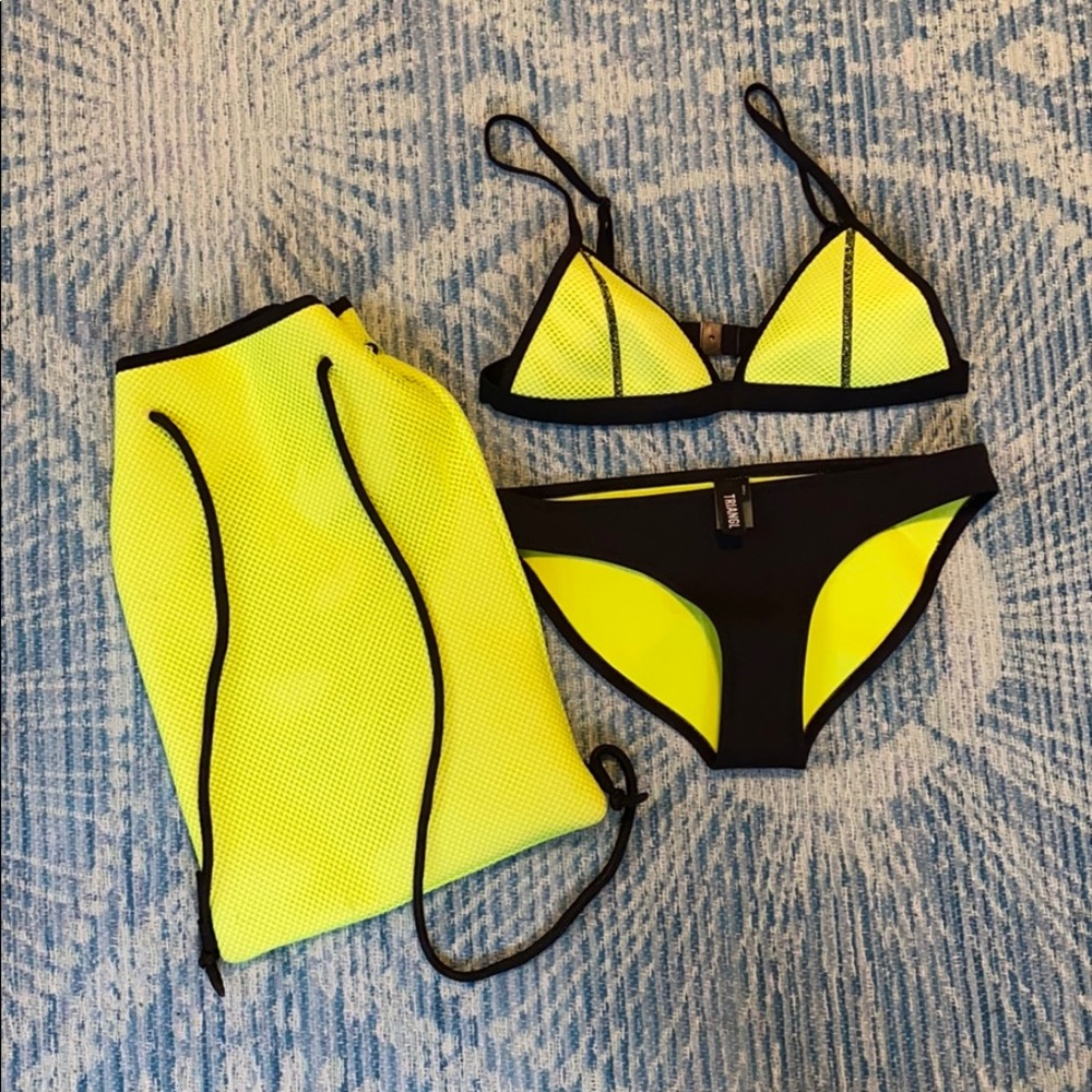 Triangle neoprene bikini set and matching bag